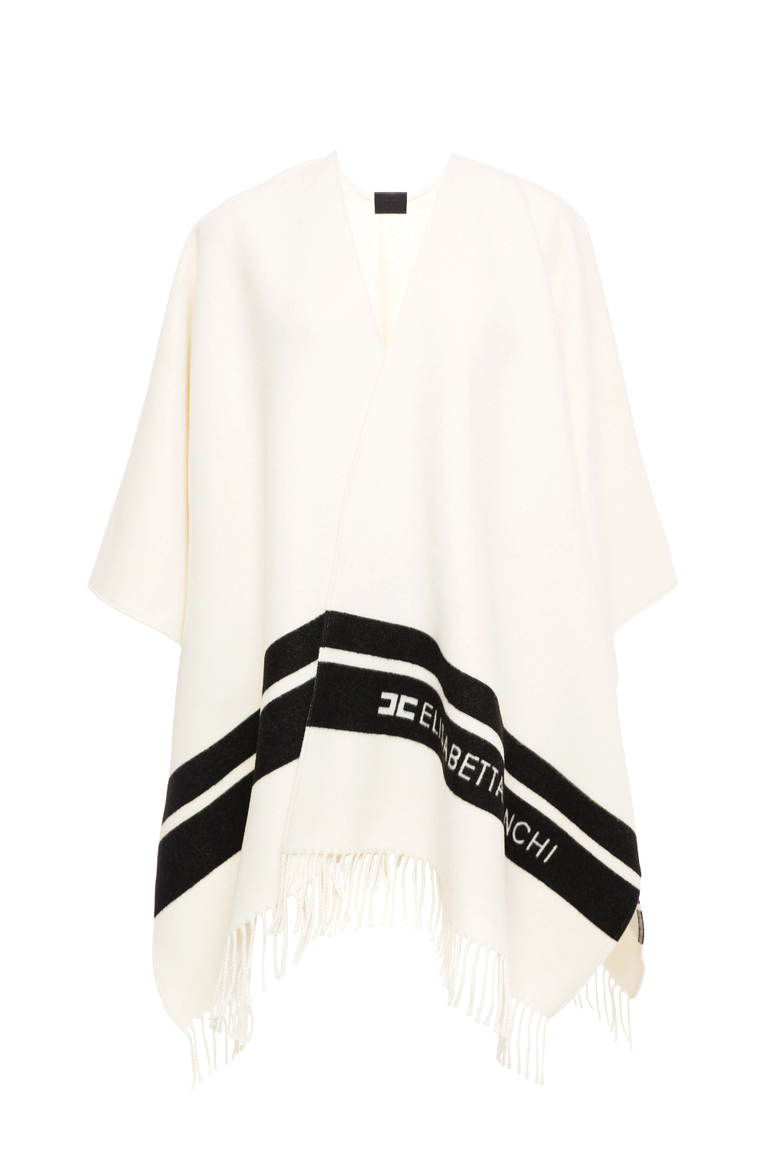 Cloth cape with logo band - Cardigans | Elisabetta Franchi® Outlet