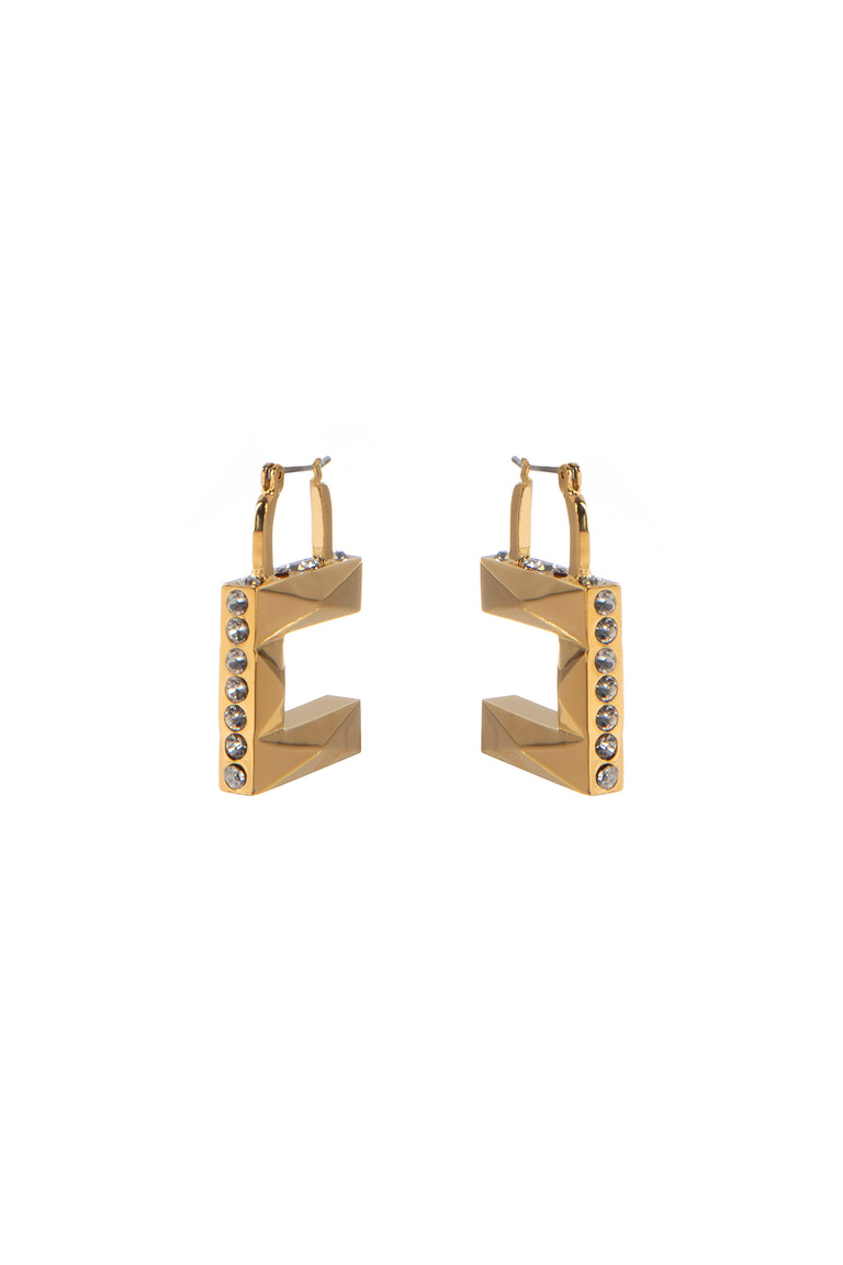 Faceted earrings with logo and rhinestones - Accessories | Elisabetta Franchi® Outlet