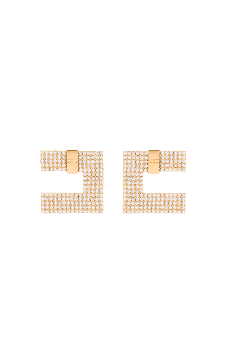 Maxi logo rhinestone earrings - Accessories | Elisabetta Franchi® Outlet