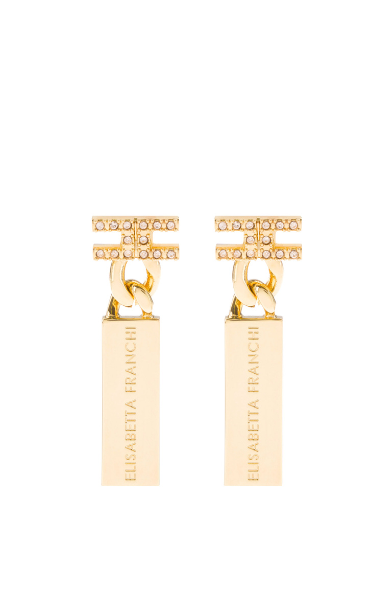 Logo earrings with plate - Accessories | Elisabetta Franchi® Outlet