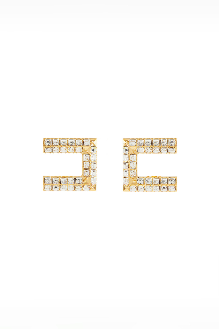 Boucles d’oreilles avec maxi logo en strass - Bijoux | Elisabetta Franchi® Outlet