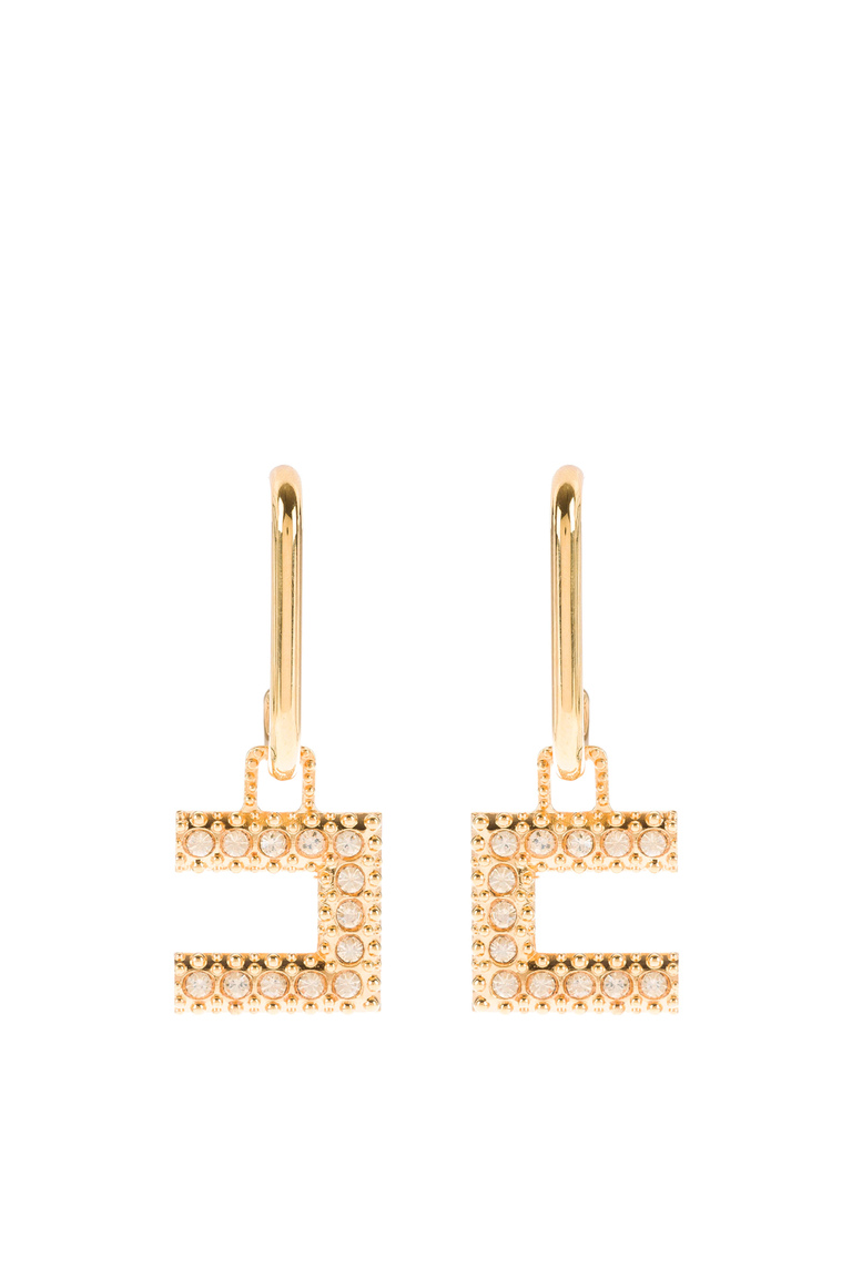 Pendant earrings with rhinestones logo - New Now | Elisabetta Franchi® Outlet