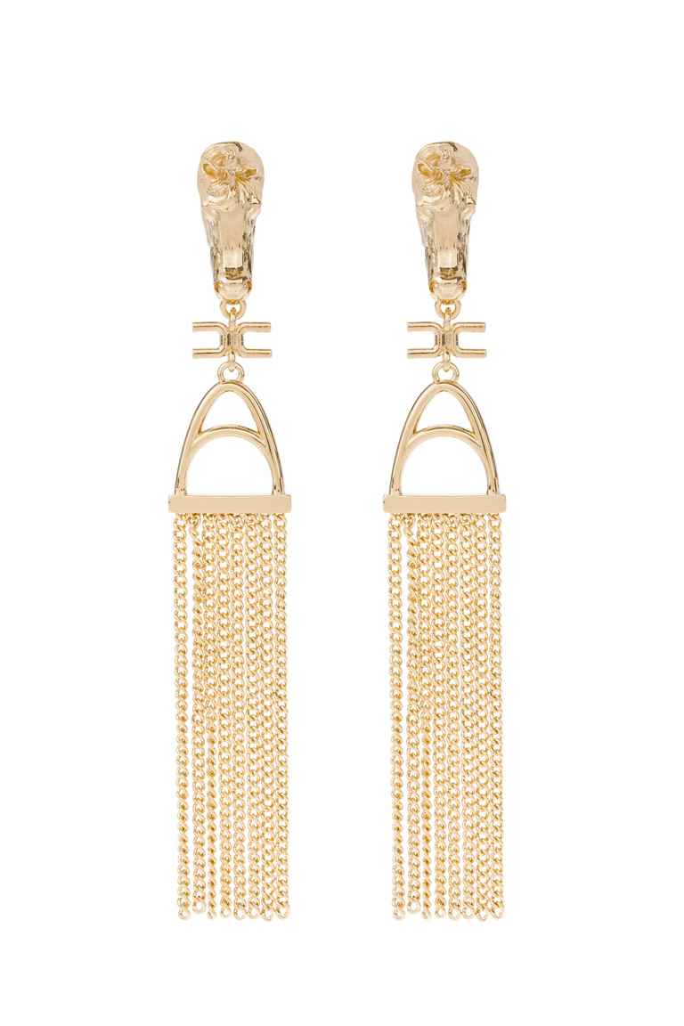 Pendant earrings with golden stirrup - Jewels | Elisabetta Franchi® Outlet