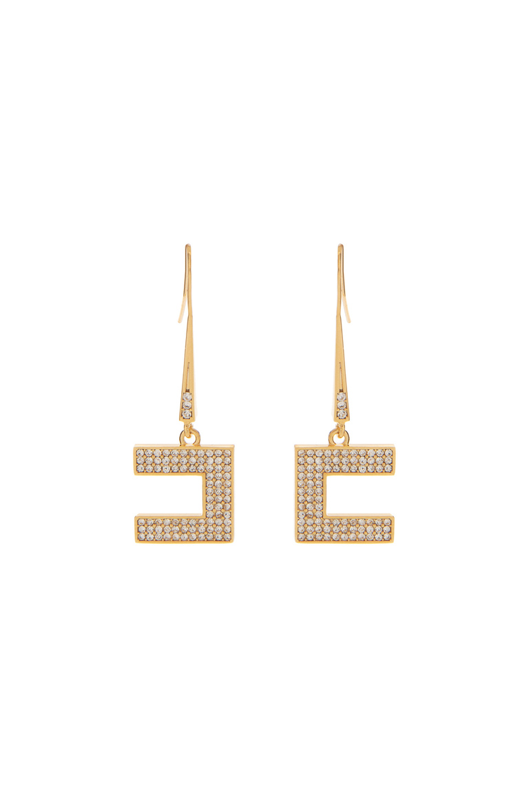 Earrings with logo and rhinestones - Accessories | Elisabetta Franchi® Outlet