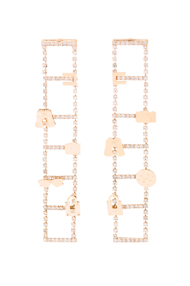 Pendant earrings made of rhinestones with charms - Jewels | Elisabetta Franchi® Outlet