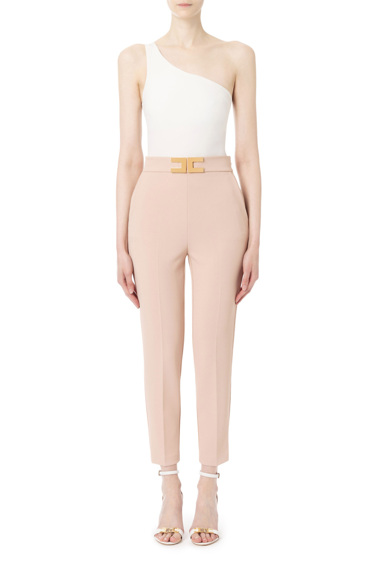 Straight cut trousers with logo - Baggy Trousers | Elisabetta Franchi® Outlet