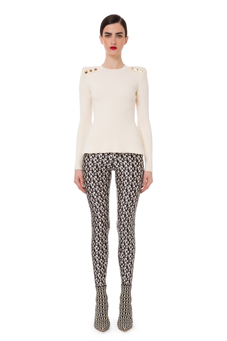 Leggings with diamond pattern - Trousers | Elisabetta Franchi® Outlet