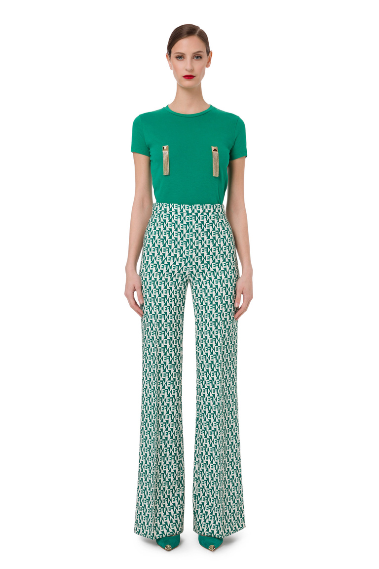 Palazzo trousers with diamond pattern - Baggy Trousers | Elisabetta Franchi® Outlet