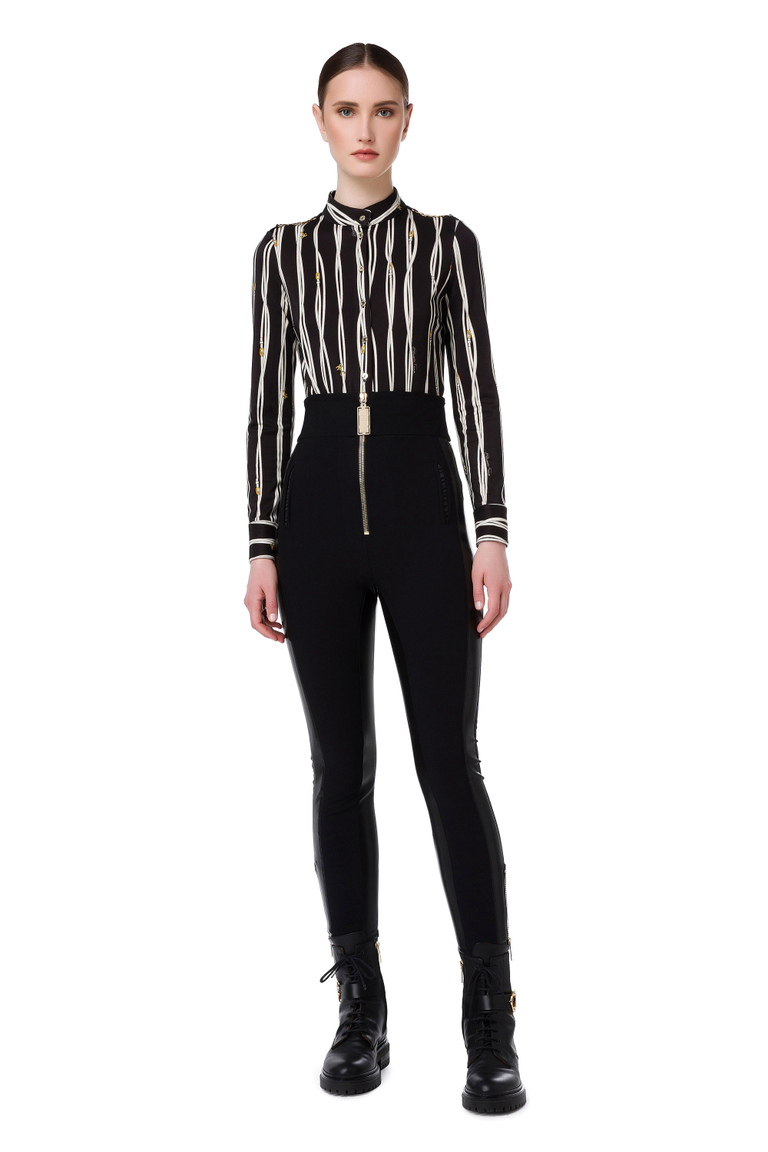 Faux leather equestrian style trousers - Skinny Trousers | Elisabetta Franchi® Outlet