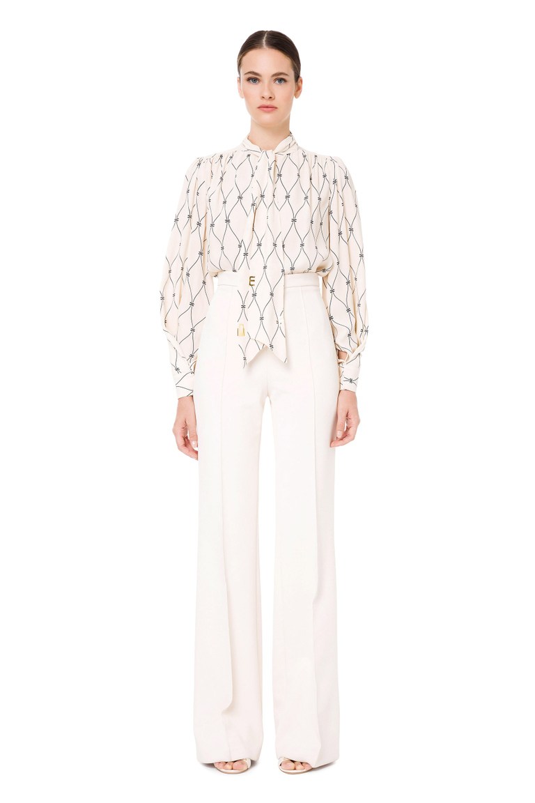 Pantalone a palazzo con fascia a vita alta - Pantaloni ampi | Elisabetta Franchi® Outlet