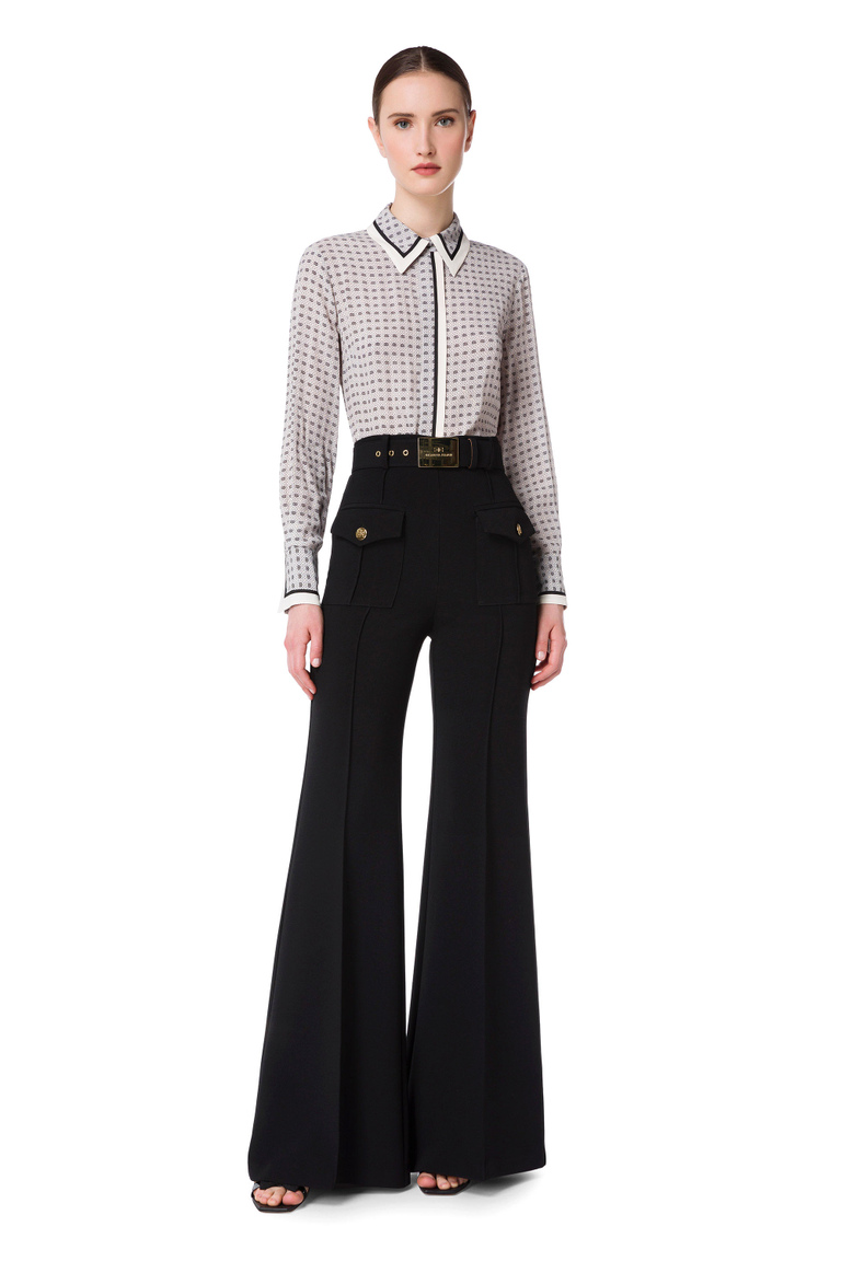 High waist palazzo trousers by Elisabetta Franchi - Tailored Trousers | Elisabetta Franchi® Outlet