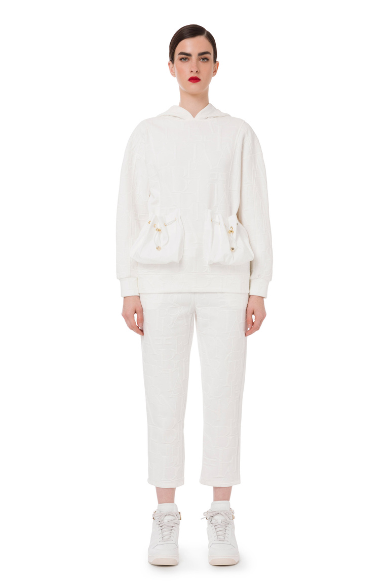Fleece trousers with lettering pattern - Baggy Trousers | Elisabetta Franchi® Outlet