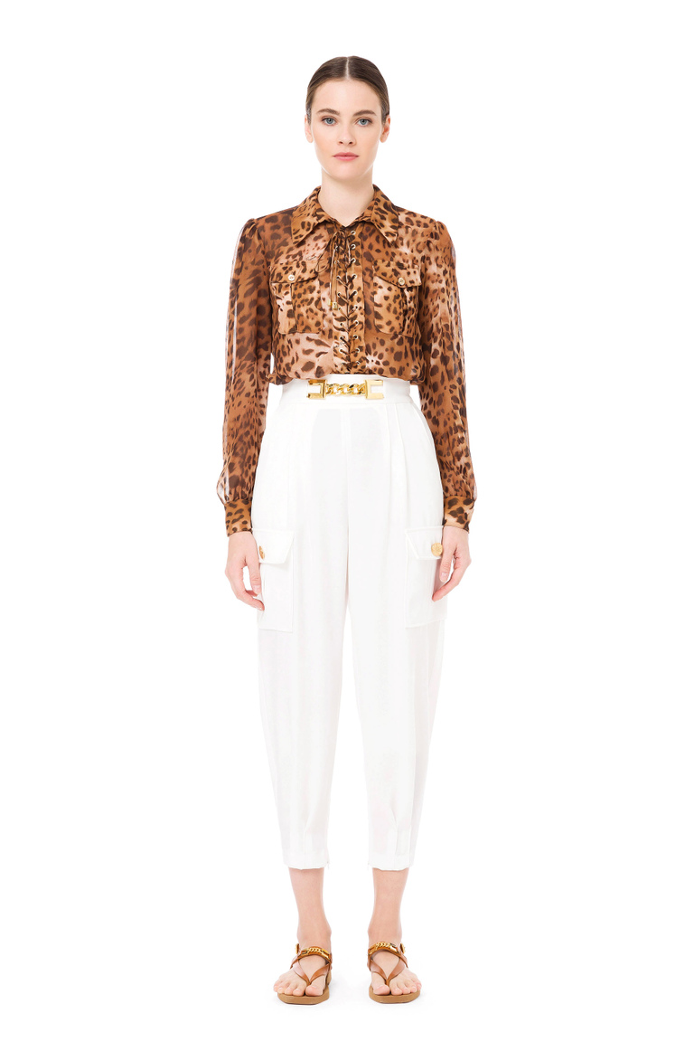 Low waist trousers with maxi chain - Tailored Trousers | Elisabetta Franchi® Outlet