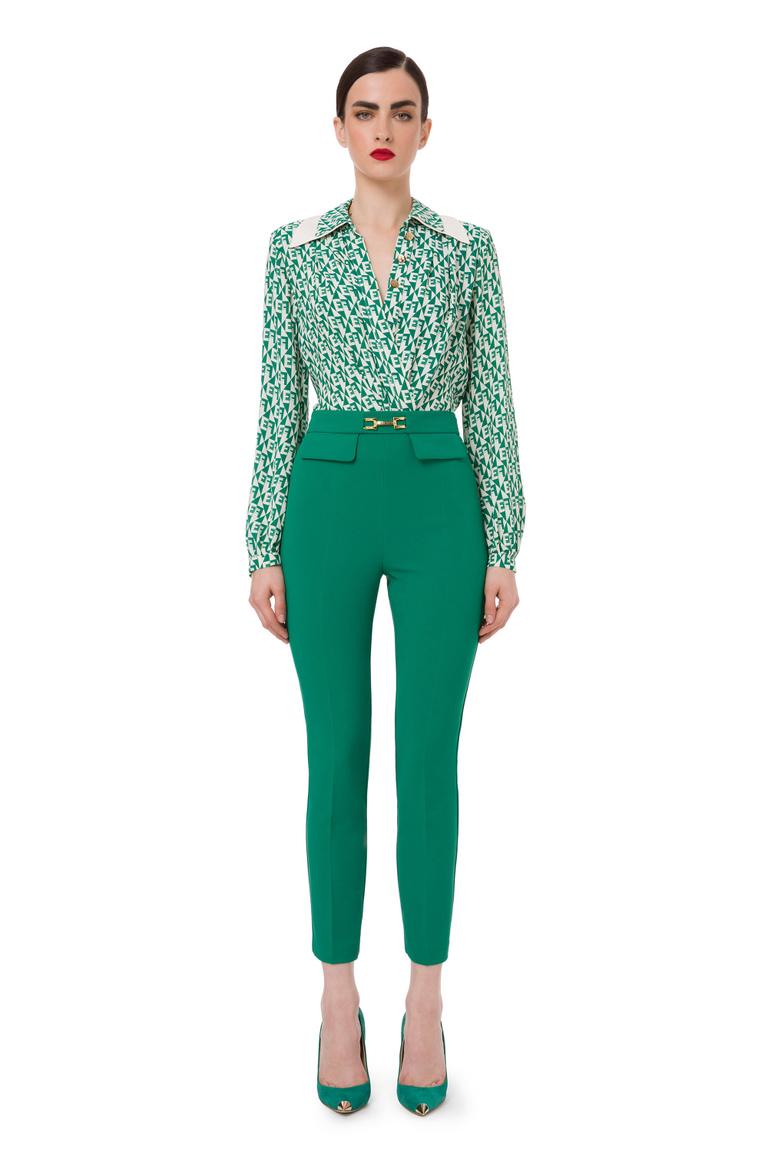 Skinny trousers with flaps and horsebit accessory - Skinny Trousers | Elisabetta Franchi® Outlet