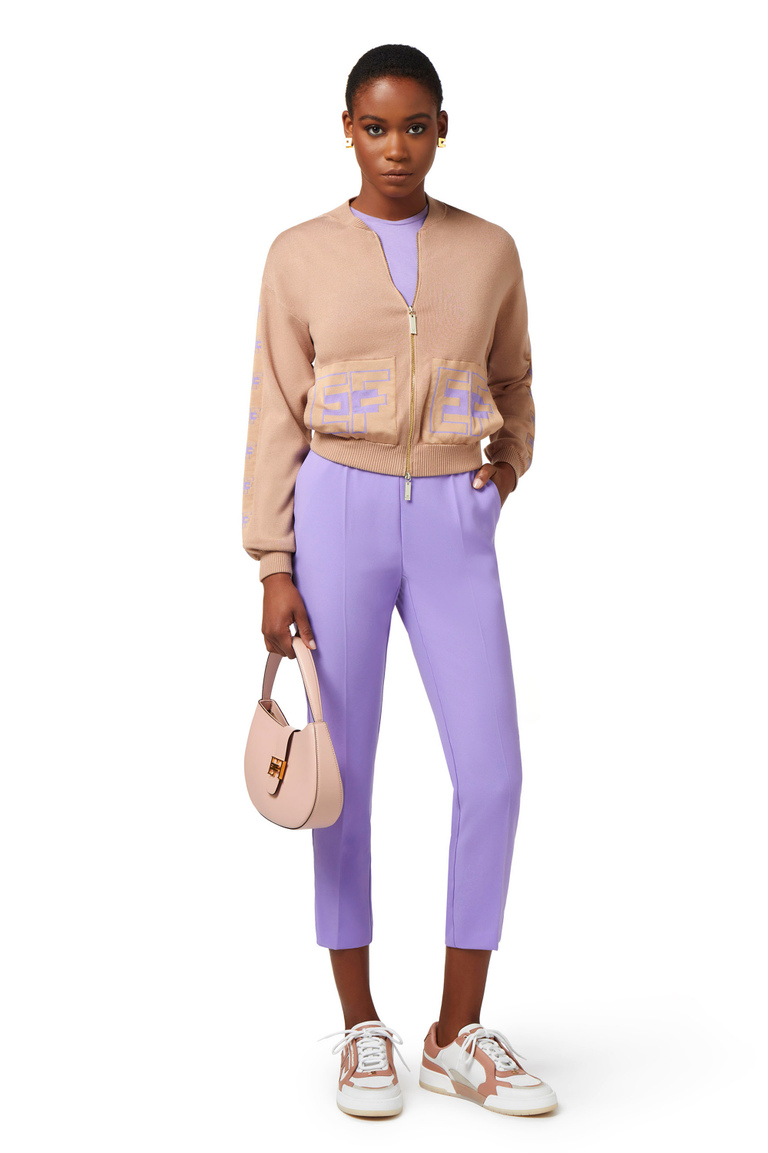 Pantalon droit en crêpe avec mors - Pantalons skinny | Elisabetta Franchi® Outlet