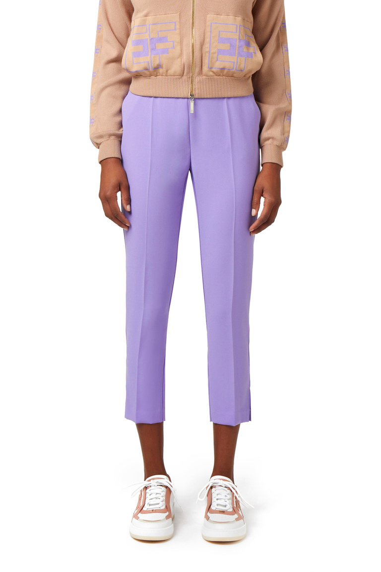 Straight trousers in crêpe fabric with horsebit - Skinny Trousers | Elisabetta Franchi® Outlet