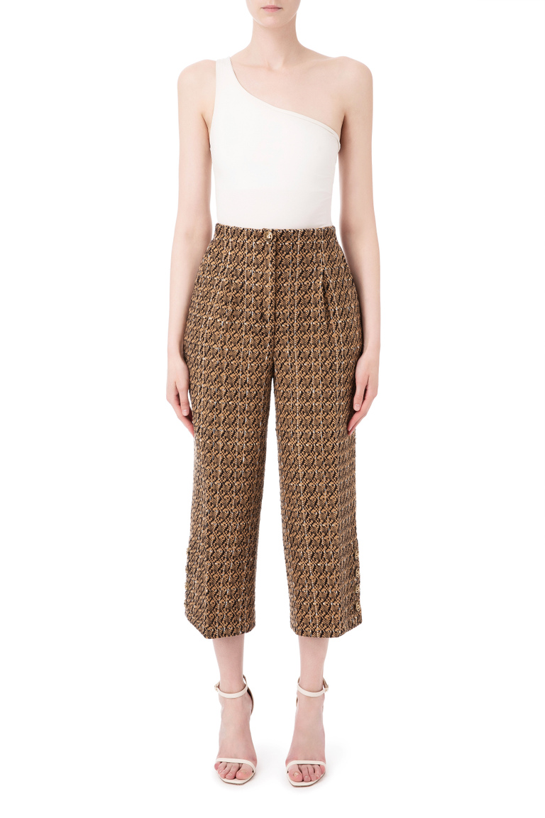 Safari tweed cropped trousers - Tailored Trousers | Elisabetta Franchi® Outlet