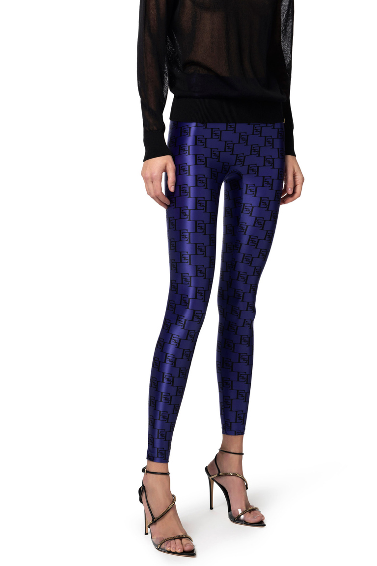 Lycra leggings with logo print - Skinny Trousers | Elisabetta Franchi® Outlet
