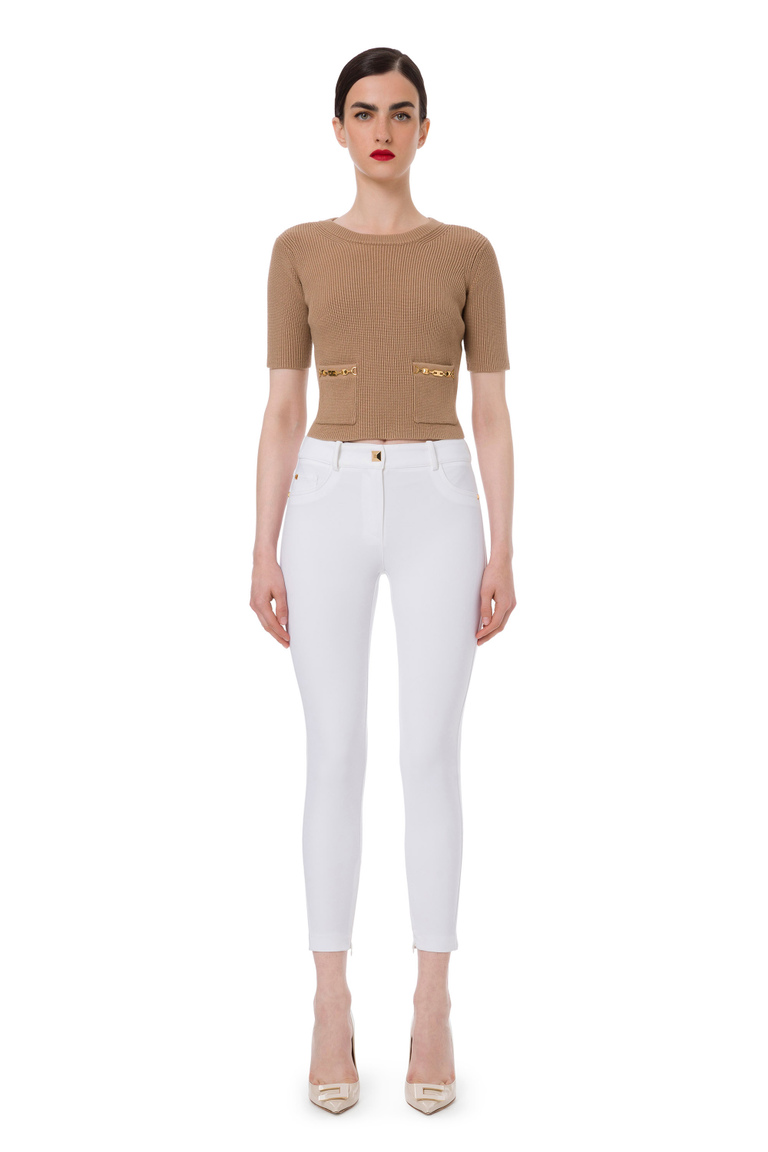 Five-pocket denim trousers with studs - Skinny Trousers | Elisabetta Franchi® Outlet