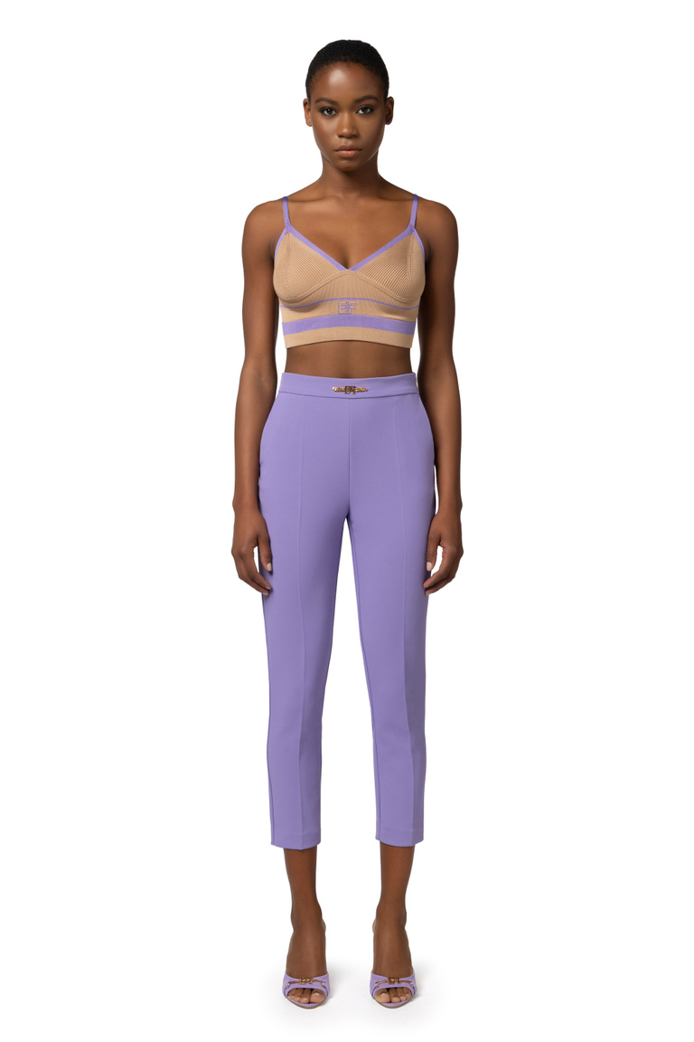 Pantalon droit en crêpe stretch avec mors - Pantalons skinny | Elisabetta Franchi® Outlet