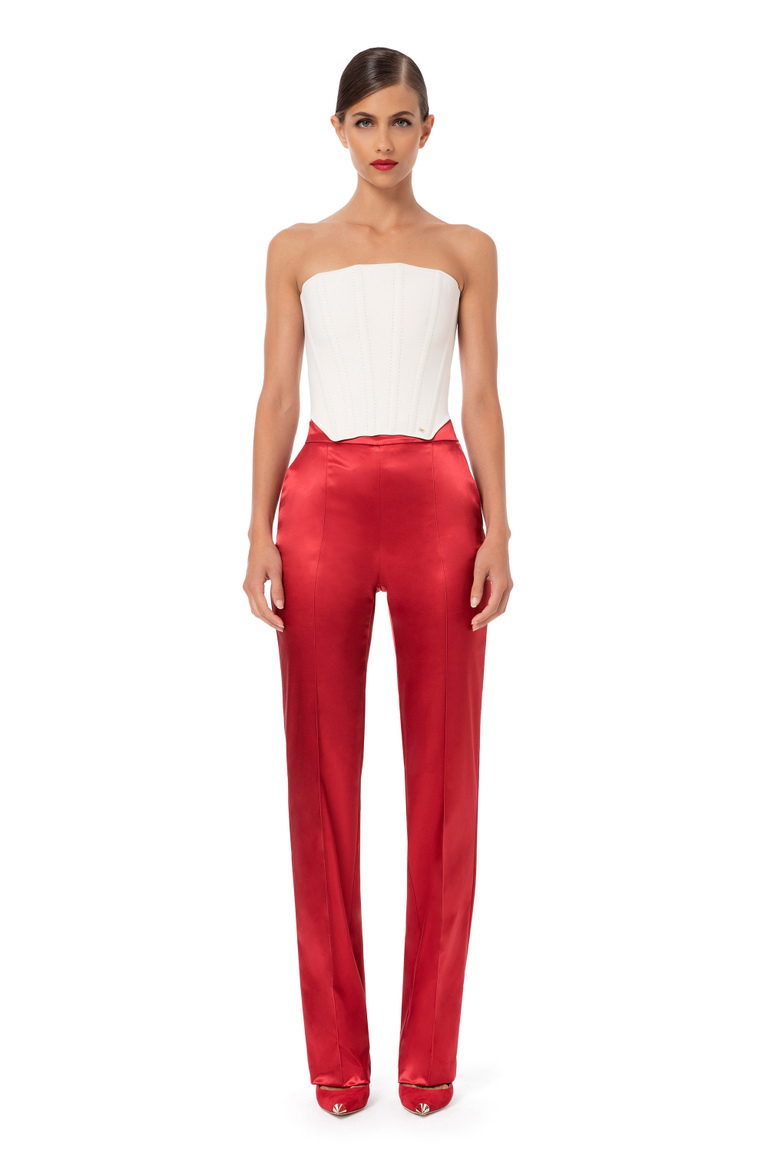 High-waist satin trousers - New Now | Elisabetta Franchi® Outlet
