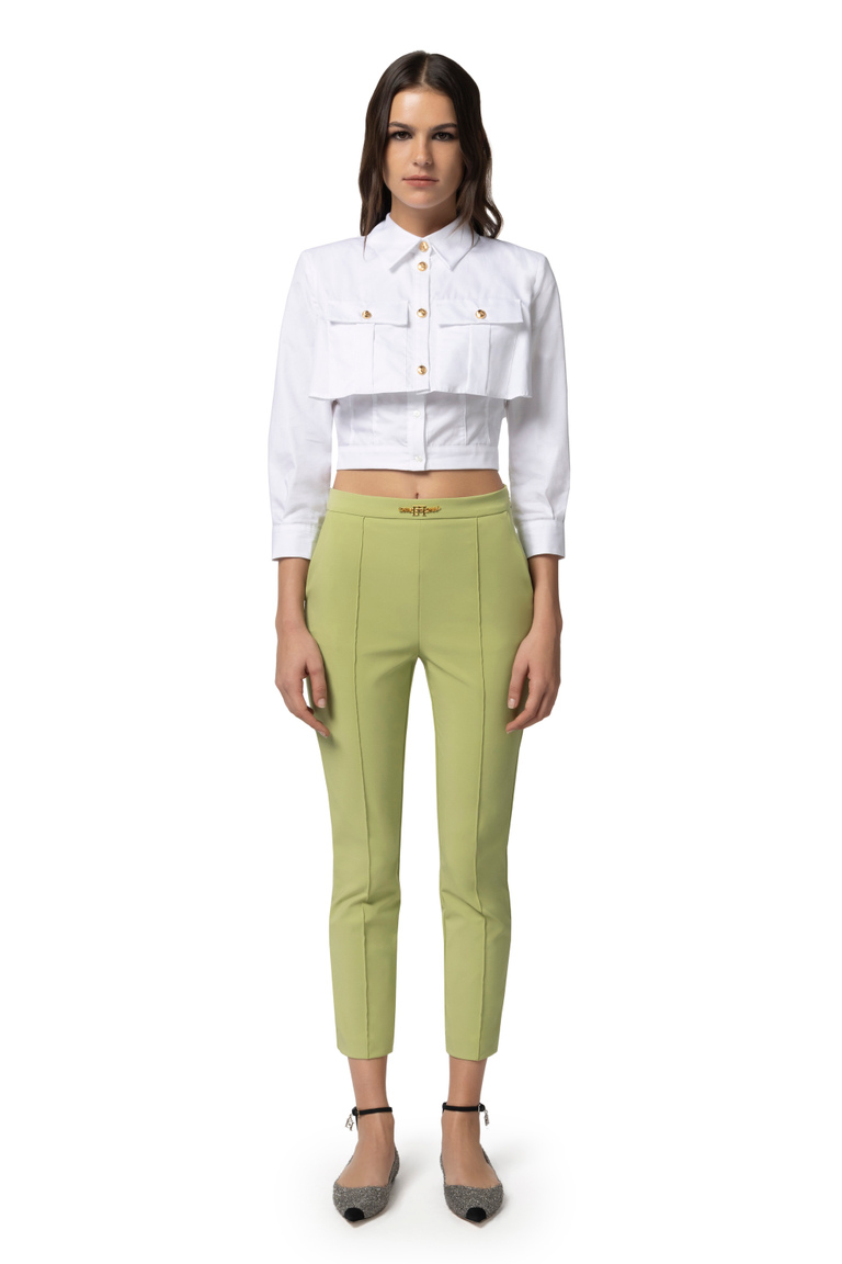 Pantalon droit en tissu technique bi-élastique avec mors - Pantalons skinny | Elisabetta Franchi® Outlet