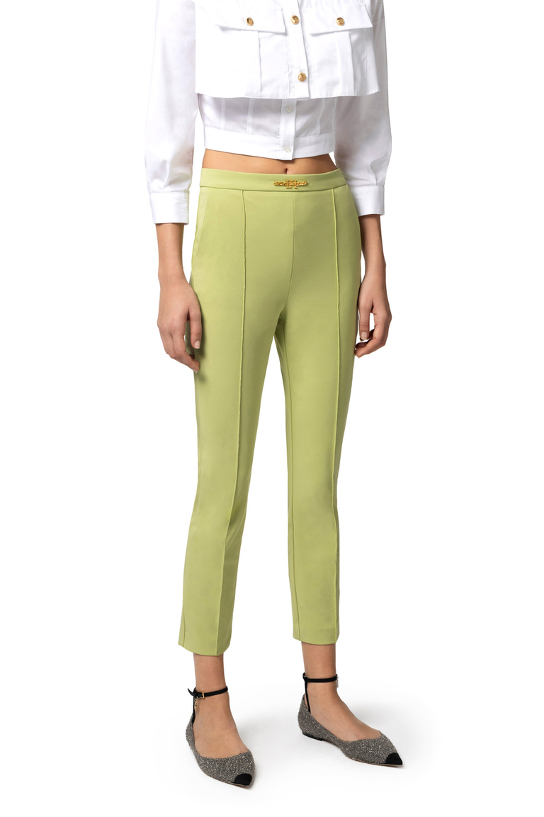 Straight trousers in technical bi-elastic fabric with horsebit - Skinny Trousers | Elisabetta Franchi® Outlet