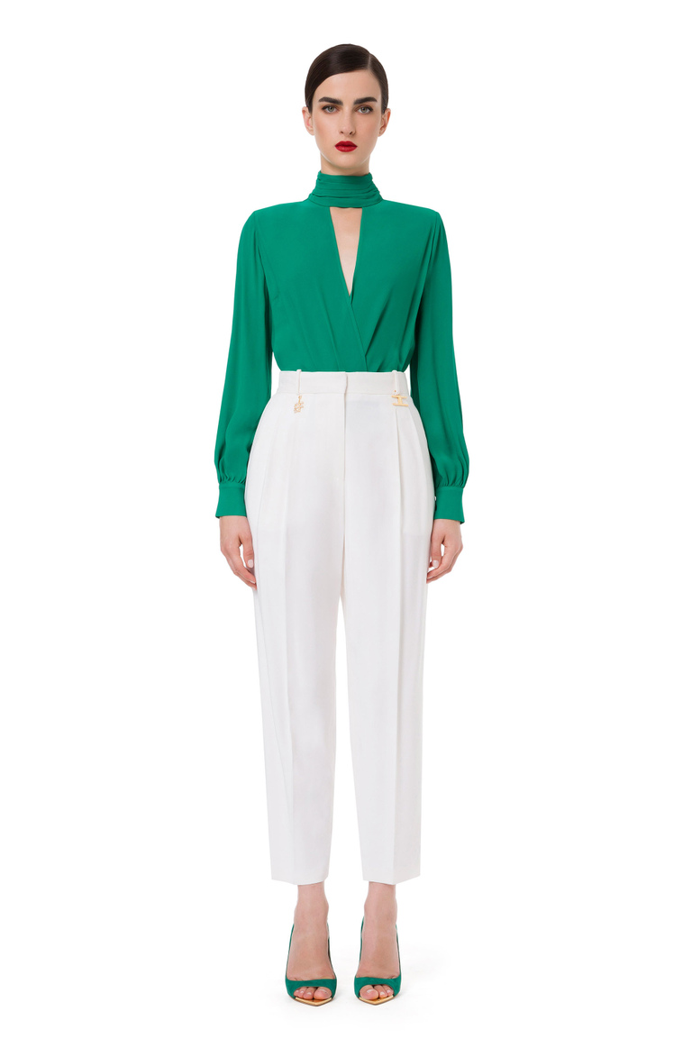 Couture-Hose mit Strass-Charms - Weit geschnittene Hosen | Elisabetta Franchi® Outlet