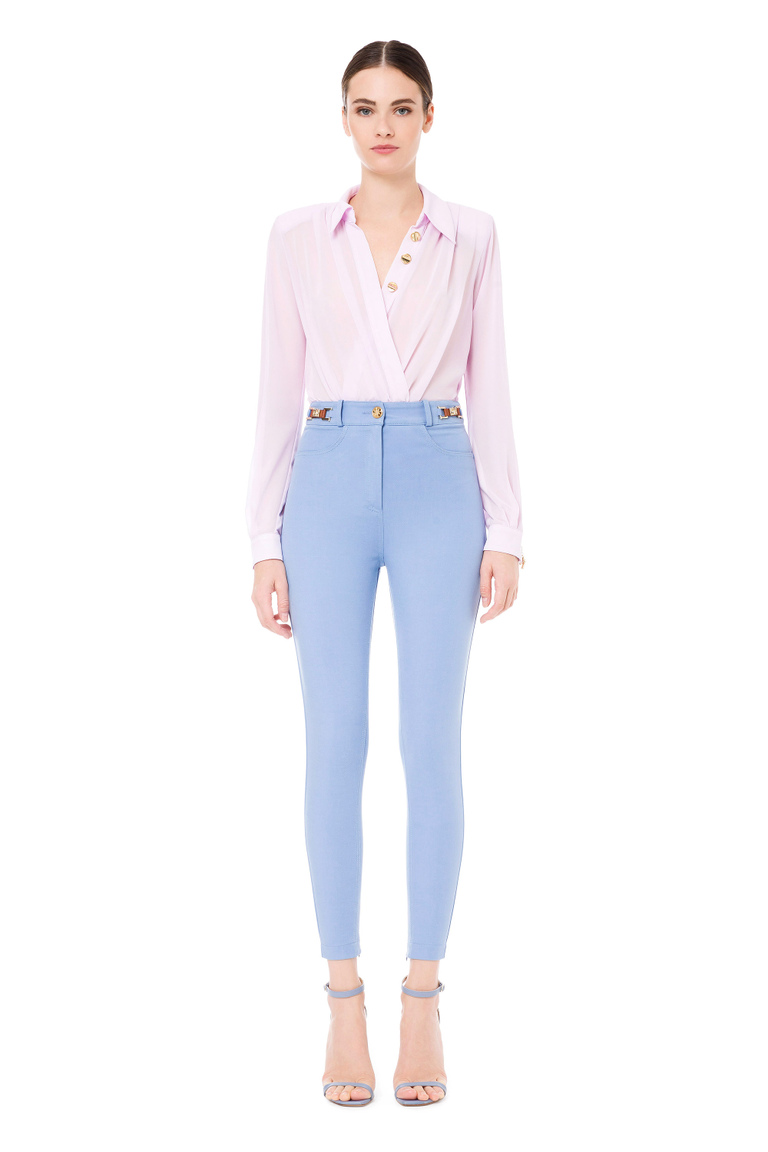 Five-pocket trousers with horsebit - Skinny Trousers | Elisabetta Franchi® Outlet