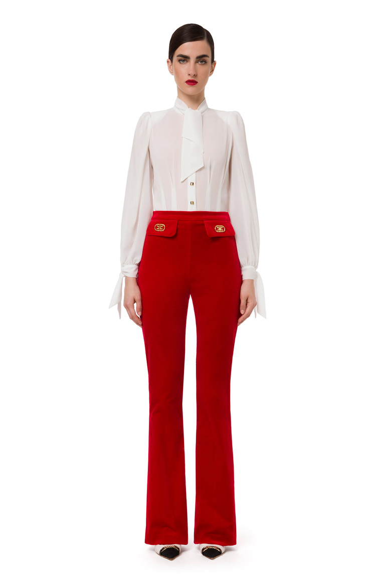 Velvet slim fit trousers - Skinny Trousers | Elisabetta Franchi® Outlet