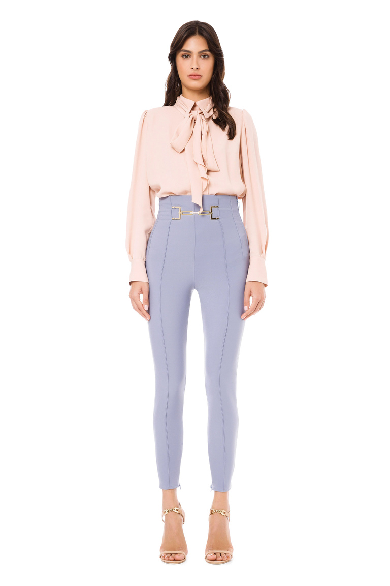High waist trousers with logo accessory - Skinny Trousers | Elisabetta Franchi® Outlet