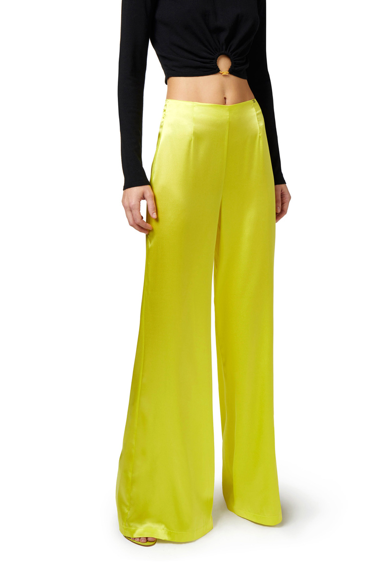 Flowing crêpe palazzo trousers - Baggy Trousers | Elisabetta Franchi® Outlet