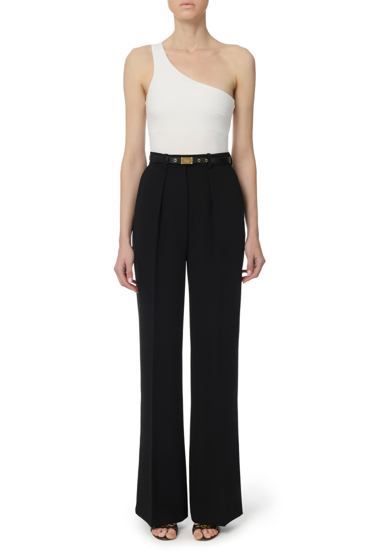 Crepe palazzo pants with belt - Trousers | Elisabetta Franchi® Outlet