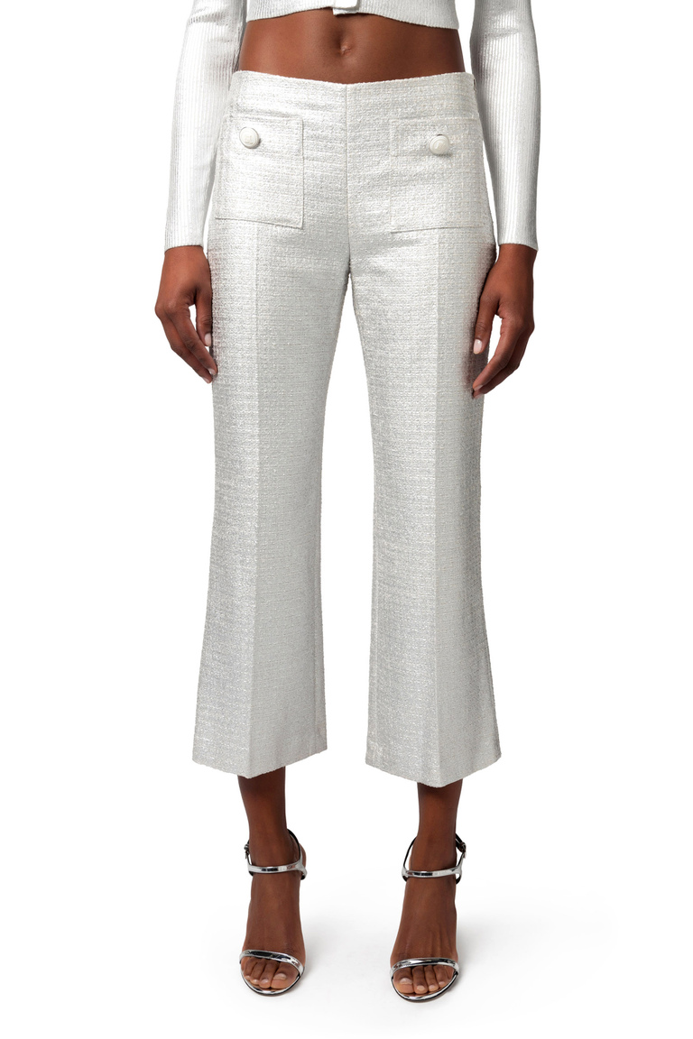 Laminated tweed straight trousers - Tailored Trousers | Elisabetta Franchi® Outlet