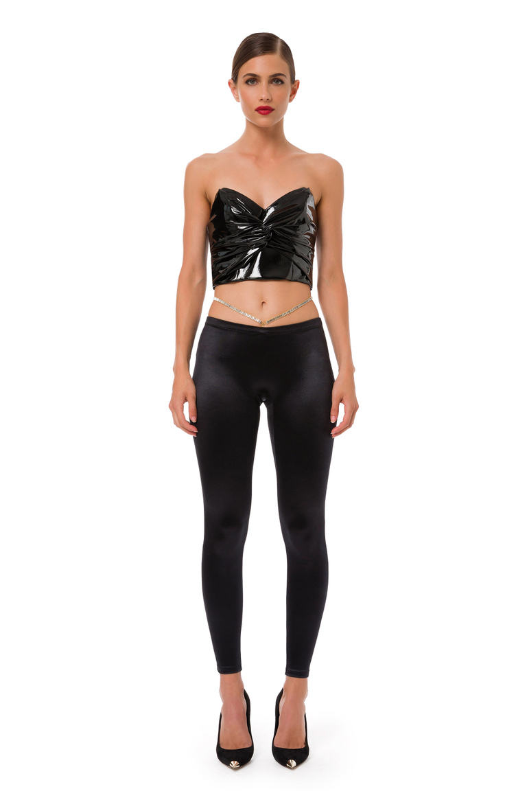 Lycra leggings with stone accessory - Trousers | Elisabetta Franchi® Outlet