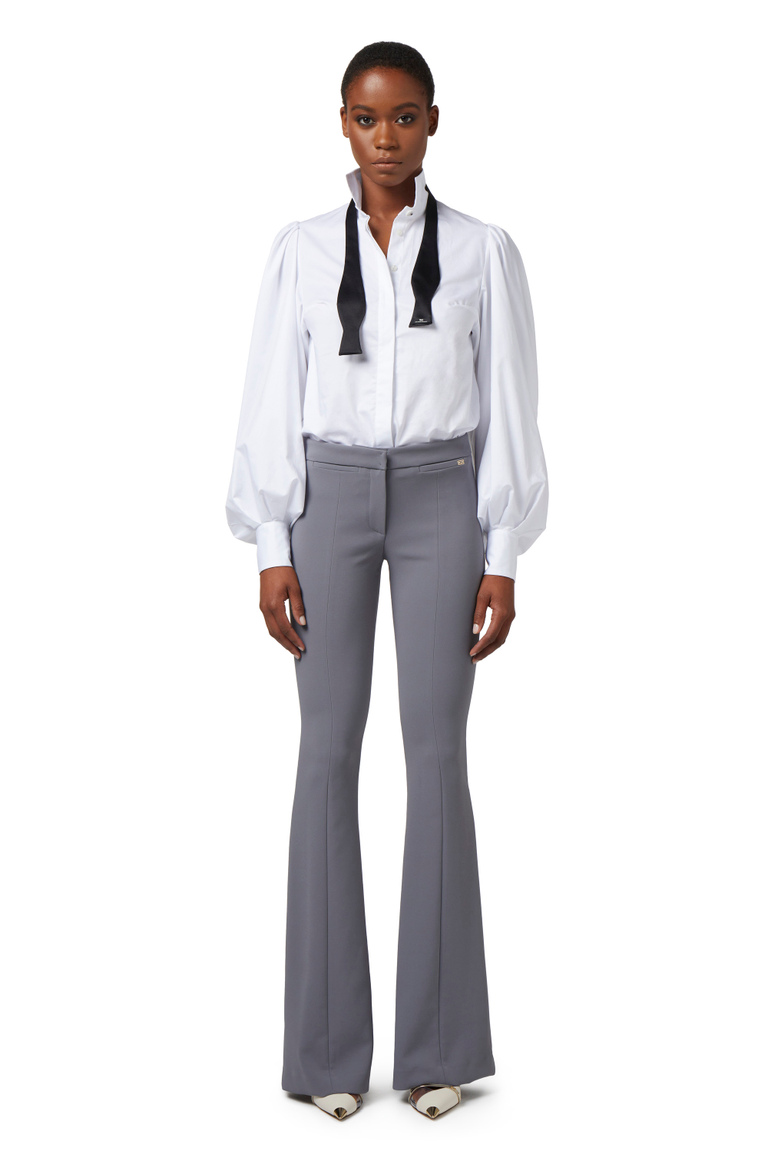 Lightweight crêpe bell-bottom trousers - Tailored Trousers | Elisabetta Franchi® Outlet