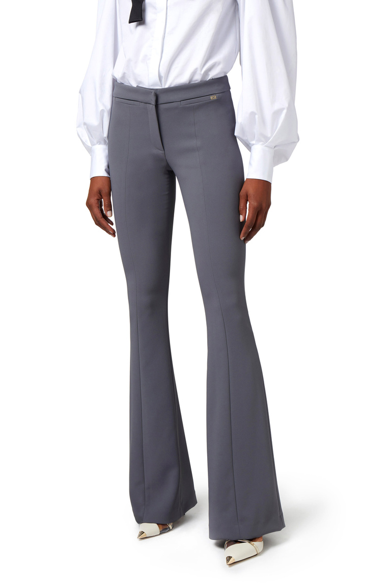 Lightweight crêpe bell-bottom trousers - Tailored Trousers | Elisabetta Franchi® Outlet