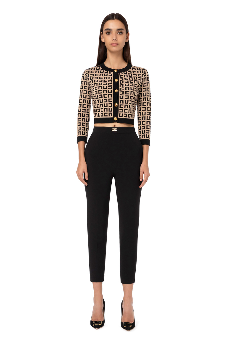 Trousers in double layer stretch crêpe - Skinny Trousers | Elisabetta Franchi® Outlet