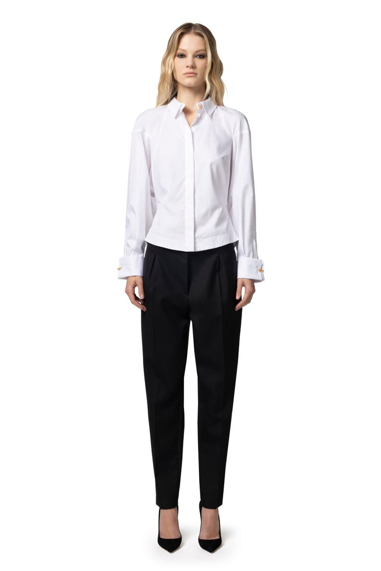 Straight trousers in cool wool with darts - Tailored Trousers | Elisabetta Franchi® Outlet