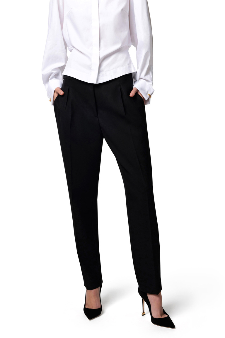 Straight trousers in cool wool with darts - Tailored Trousers | Elisabetta Franchi® Outlet