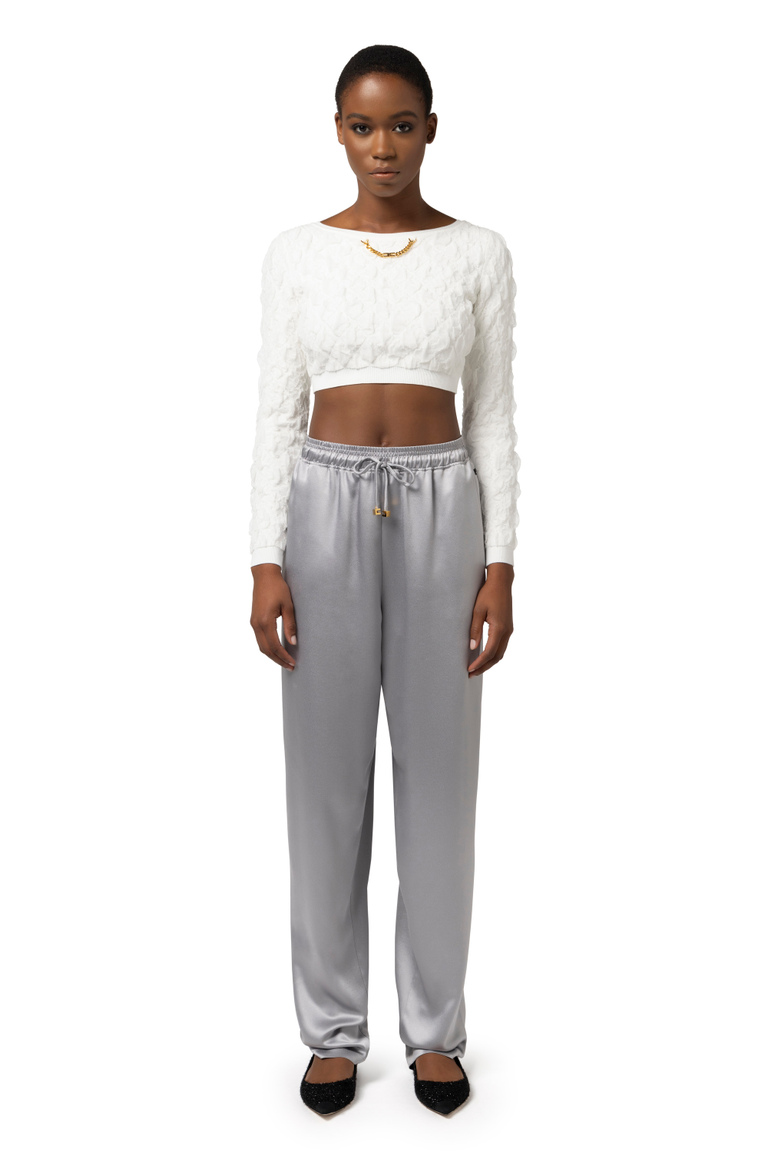 Pantalon jogger en crêpe de satin - Pantalons amples | Elisabetta Franchi® Outlet