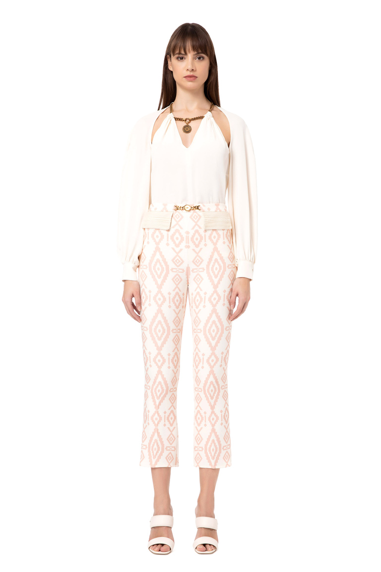 Ethnic print ankle-length trumpet trousers - Skinny Trousers | Elisabetta Franchi® Outlet