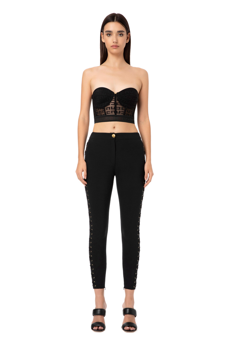 Skinny trousers with criss-cross pattern - Skinny Trousers | Elisabetta Franchi® Outlet