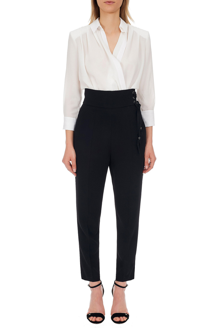 CIGARETTE TROUSERS WITH STRINGS - Trousers | Elisabetta Franchi® Outlet