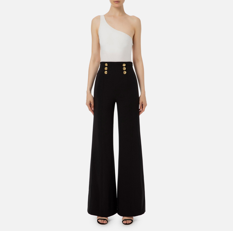 Bell-bottom trousers with buttons - Trousers | Elisabetta Franchi® Outlet