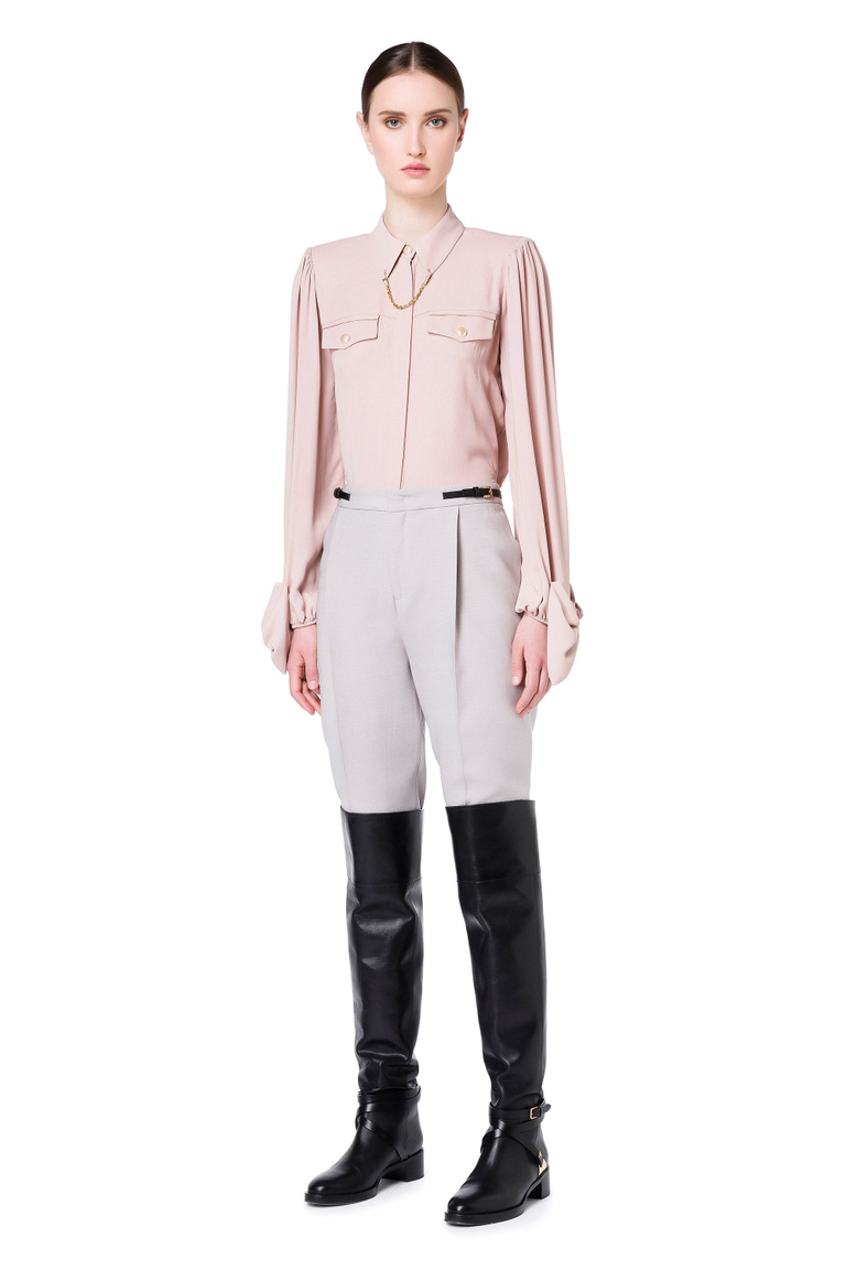Pantalon avec petite ceinture et détail boucle - Pantalons haute couture | Elisabetta Franchi® Outlet