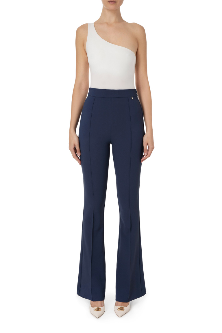 Stretch bell-bottom trousers by Elisabetta Franchi - Baggy Trousers | Elisabetta Franchi® Outlet