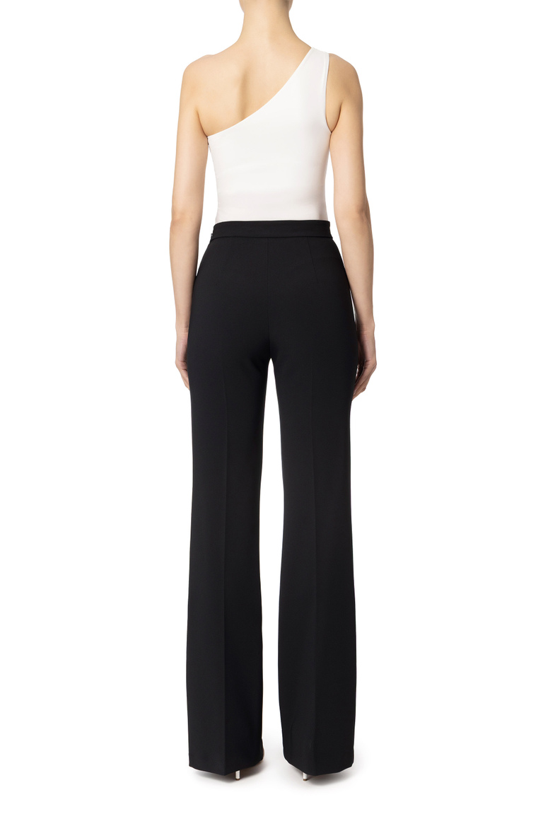 Crepe palazzo pant with logo plaques - Tailored Trousers | Elisabetta Franchi® Outlet
