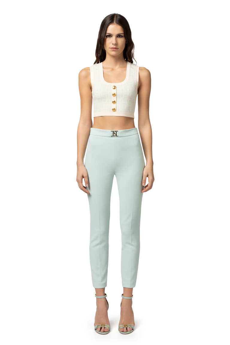 Pantalon droit en crêpe stretch - Pantalons skinny | Elisabetta Franchi® Outlet