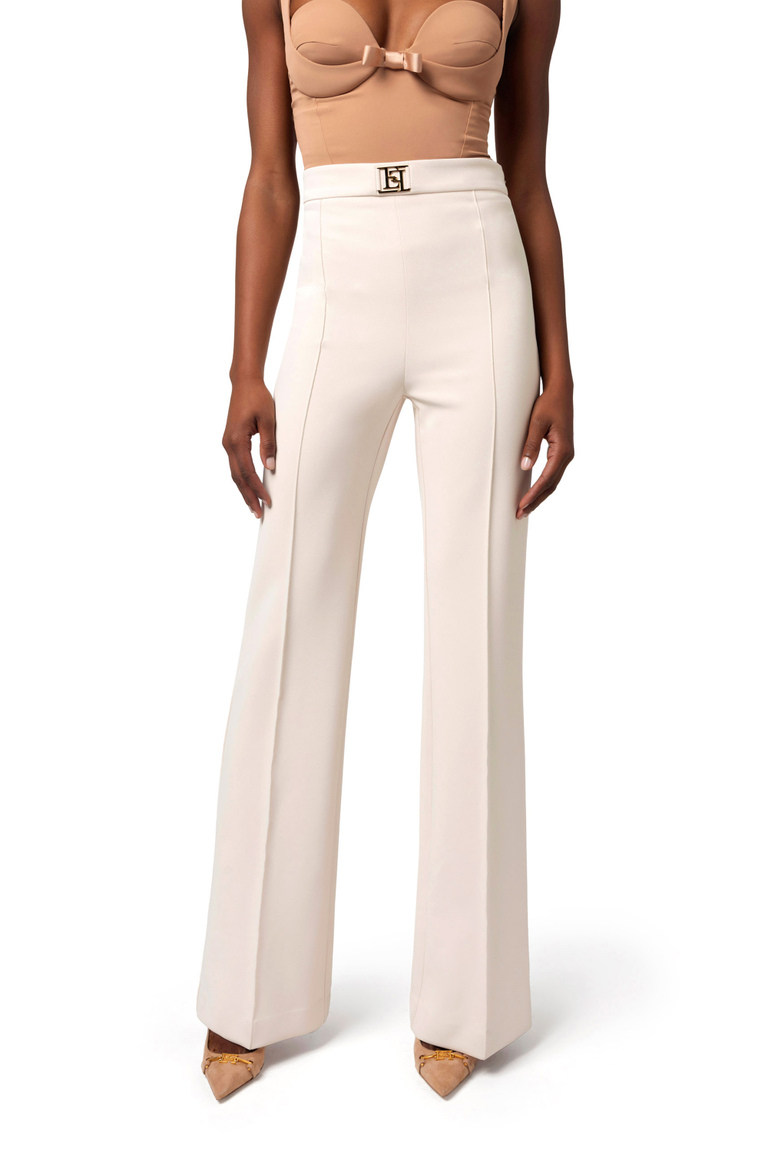 Stretch crêpe palazzo trousers - Baggy Trousers | Elisabetta Franchi® Outlet